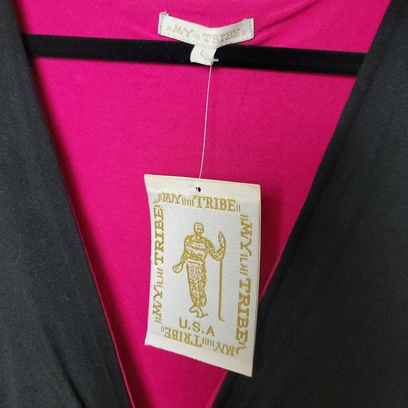 NWT My Tribe black and pink dress Size: L - Picture 2 of 6